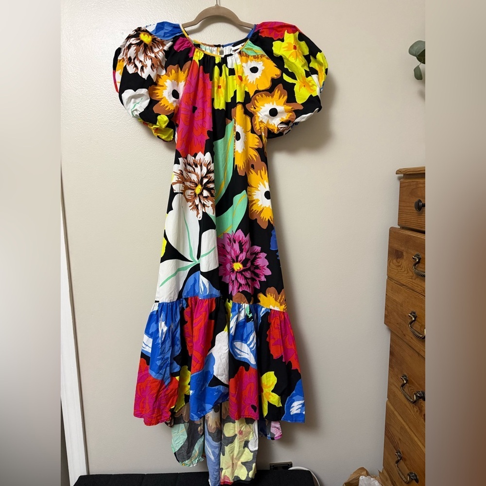 Christopher john Rogers x Target high low maxi Dress with puff short sleeves - Picture 7 of 13
